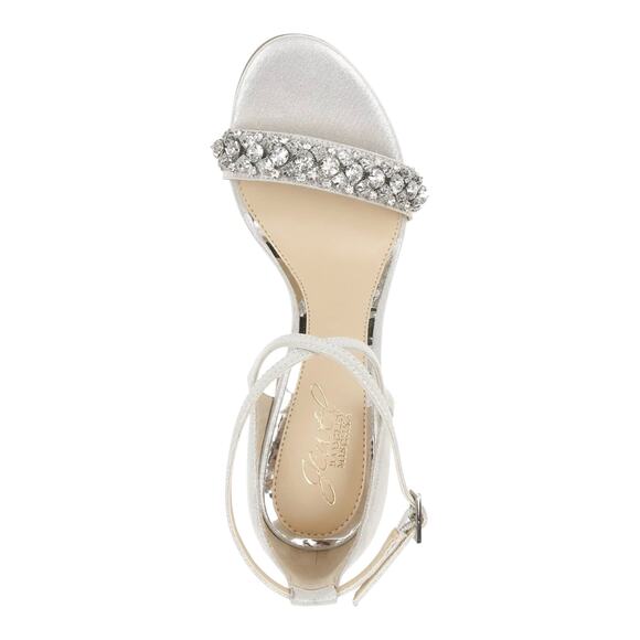 Jewel Badgley Mischka Women Penny Crisscross Strap Evening Sandals Silver Size 7 - Picture 3 of 4
